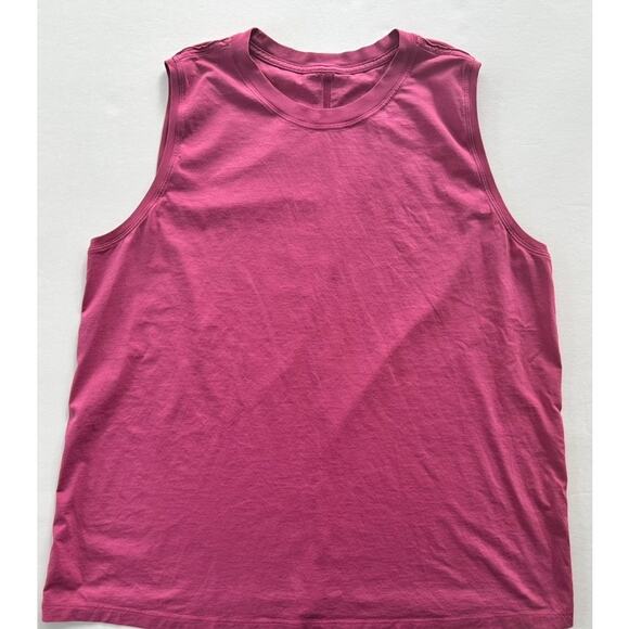 Lululemon All Yours Boyfriend Tank Pink Lychee Size 18 Cotton Muscle Tank Loose - Picture 2 of 5